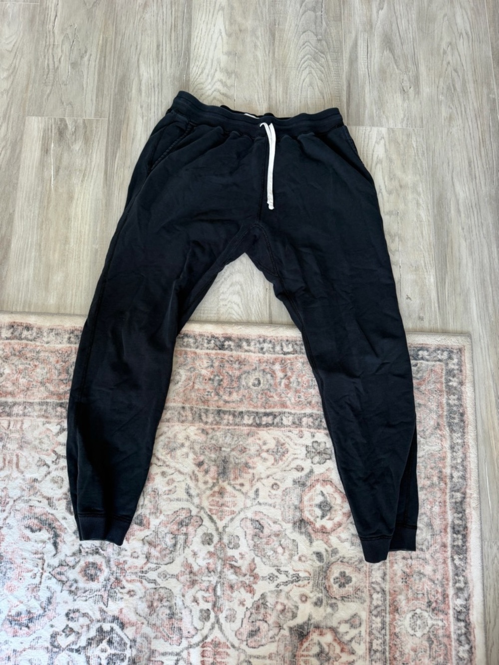 Reigning Champ Black Jogger Pants with White Drawstring